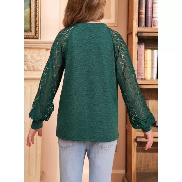 blibean Teen Girls Semi Formal Bloues Kids Lace Long Sleeve Shirts Size 6-15 Years