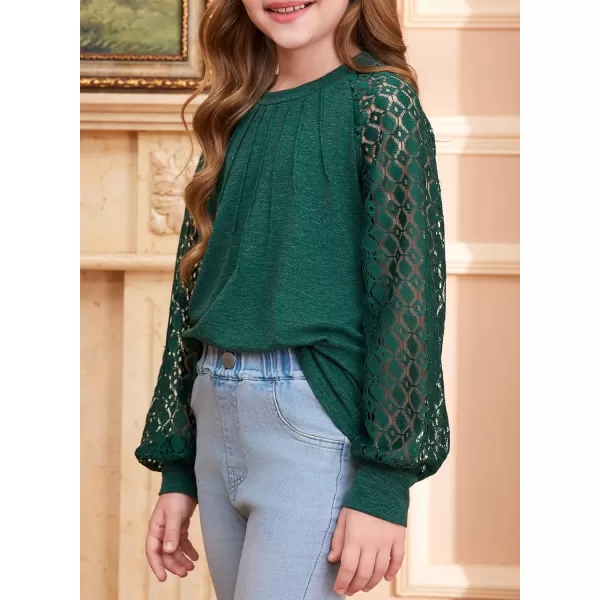 blibean Teen Girls Semi Formal Bloues Kids Lace Long Sleeve Shirts Size 6-15 Years