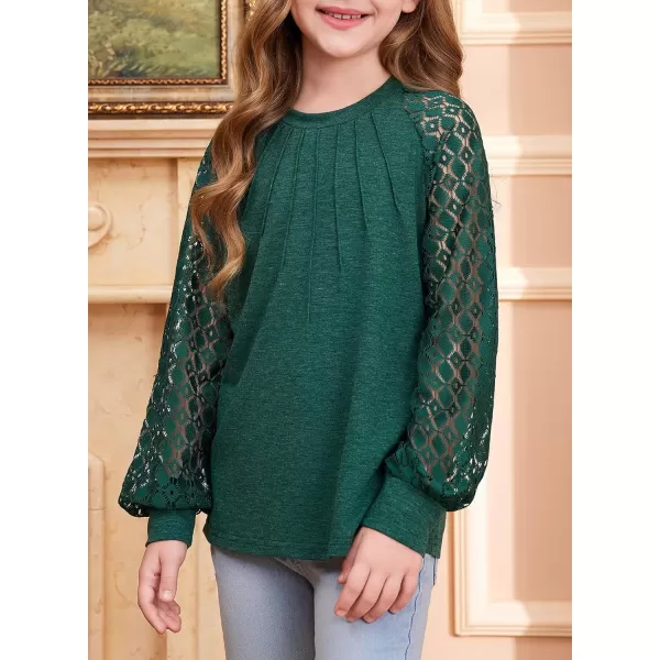 blibean Teen Girls Semi Formal Bloues Kids Lace Long Sleeve Shirts Size 6-15 Years