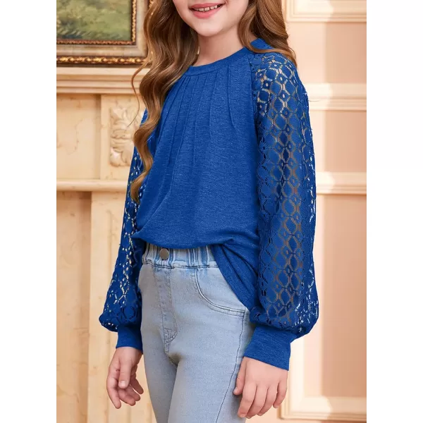 blibean Teen Girls Semi Formal Bloues Kids Lace Long Sleeve Shirts Size 6-15 Years