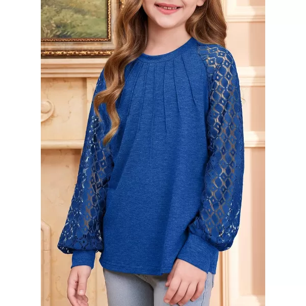 blibean Teen Girls Semi Formal Bloues Kids Lace Long Sleeve Shirts Size 6-15 Years