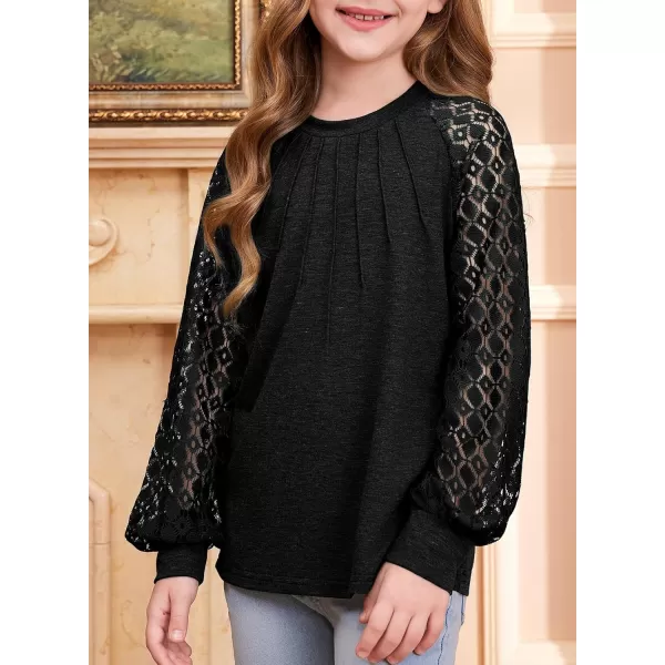 blibean Teen Girls Semi Formal Bloues Kids Lace Long Sleeve Shirts Size 6-15 Years