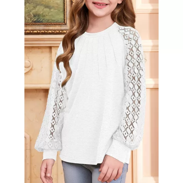 blibean Teen Girls Semi Formal Bloues Kids Lace Long Sleeve Shirts Size 6-15 Years