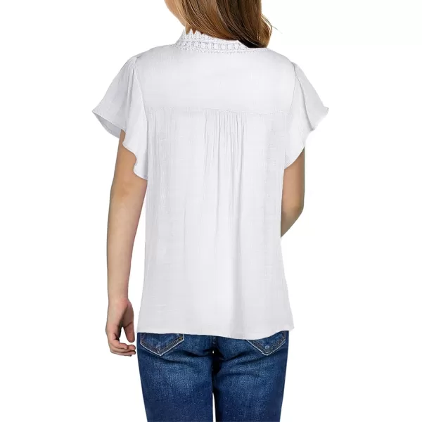 blibean Teen Girls Shirt Solid Ruffle Short Sleeve Button Blouse Size 6-15 Years