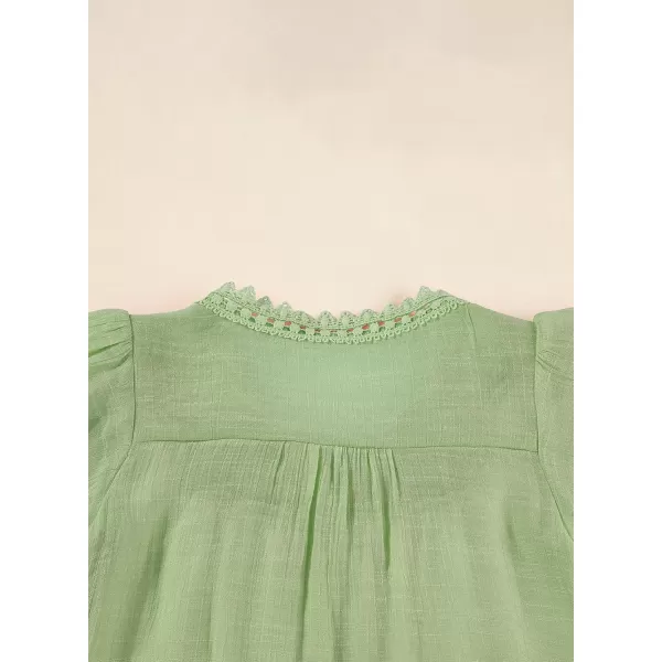 blibean Teen Girls Shirt Solid Ruffle Short Sleeve Button Blouse Size 6-15 Years
