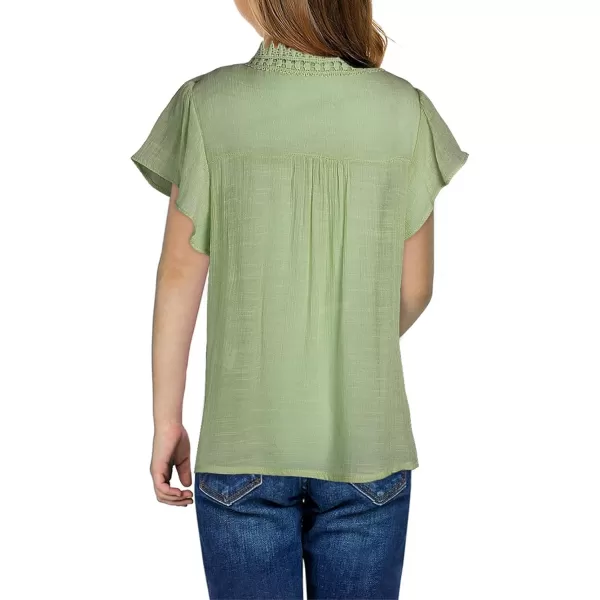 blibean Teen Girls Shirt Solid Ruffle Short Sleeve Button Blouse Size 6-15 Years