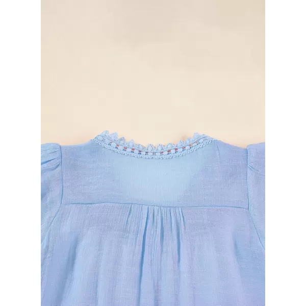 blibean Teen Girls Shirt Solid Ruffle Short Sleeve Button Blouse Size 6-15 Years