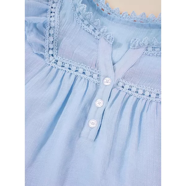 blibean Teen Girls Shirt Solid Ruffle Short Sleeve Button Blouse Size 6-15 Years
