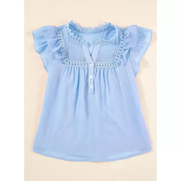 blibean Teen Girls Shirt Solid Ruffle Short Sleeve Button Blouse Size 6-15 Years