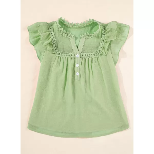 blibean Teen Girls Shirt Solid Ruffle Short Sleeve Button Blouse Size 6-15 Years