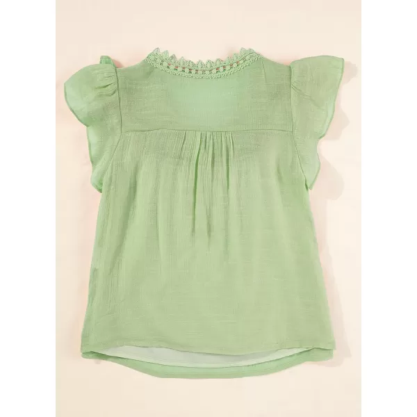 blibean Teen Girls Shirt Solid Ruffle Short Sleeve Button Blouse Size 6-15 Years