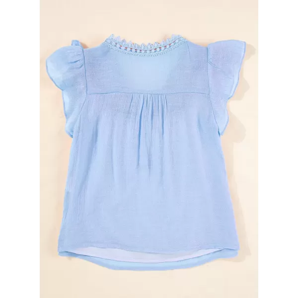 blibean Teen Girls Shirt Solid Ruffle Short Sleeve Button Blouse Size 6-15 Years