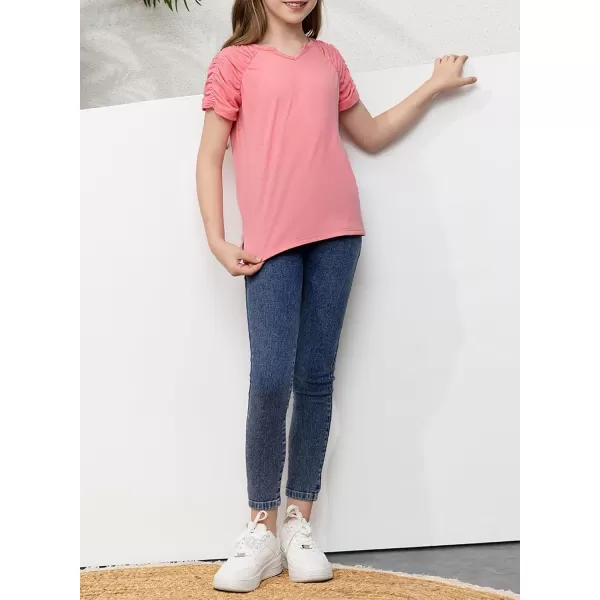 blibean Teen Girls Stylish Tshirt Kids Elastic Short Sleeve Tops Size 6-15 Years