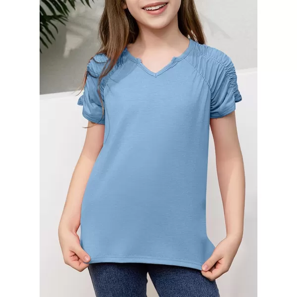 blibean Teen Girls Stylish Tshirt Kids Elastic Short Sleeve Tops Size 6-15 Years