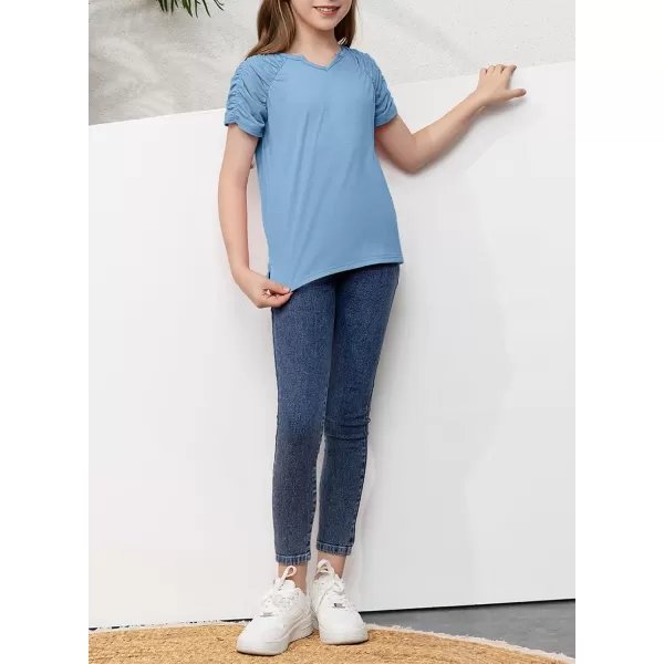 blibean Teen Girls Stylish Tshirt Kids Elastic Short Sleeve Tops Size 6-15 Years