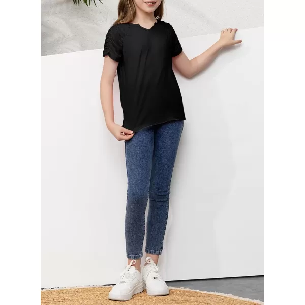 blibean Teen Girls Stylish Tshirt Kids Elastic Short Sleeve Tops Size 6-15 Years