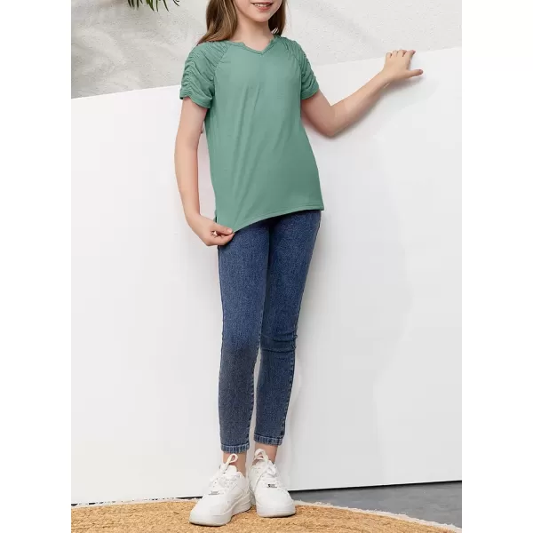 blibean Teen Girls Stylish Tshirt Kids Elastic Short Sleeve Tops Size 6-15 Years