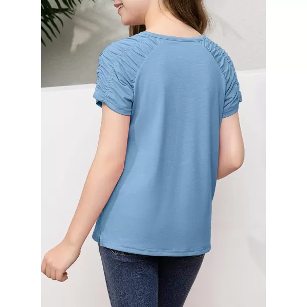 blibean Teen Girls Stylish Tshirt Kids Elastic Short Sleeve Tops Size 6-15 Years