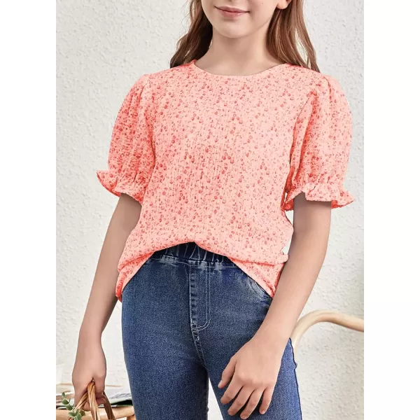 blibean Tween Girls 2024 Boho Floral Puff Sleeve Shirt Size 6-15 Years