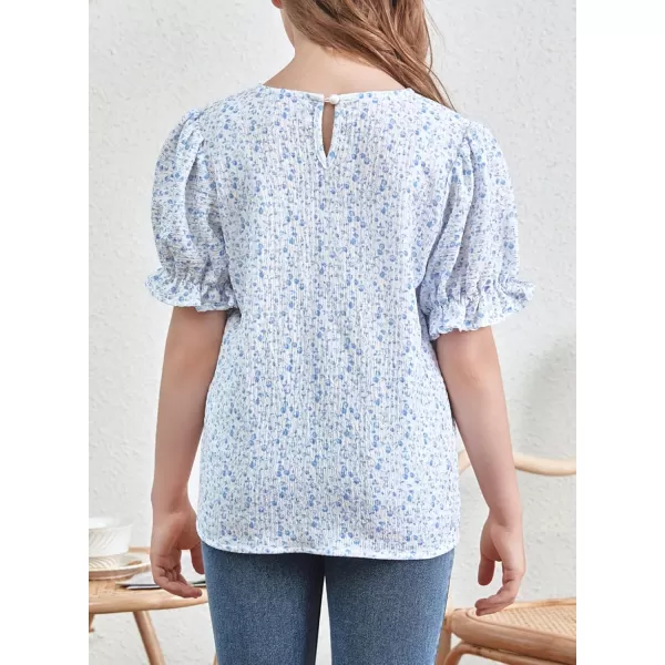 blibean Tween Girls 2024 Boho Floral Puff Sleeve Shirt Size 6-15 Years