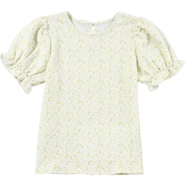 blibean Tween Girls 2024 Boho Floral Puff Sleeve Shirt Size 6-15 Years