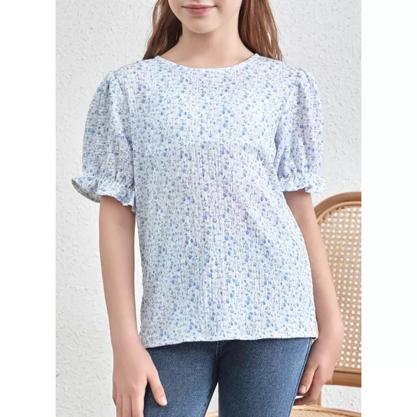 blibean Tween Girls 2024 Boho Floral Puff Sleeve Shirt Size 6-15 Years