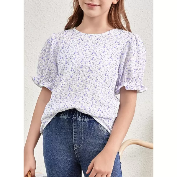 blibean Tween Girls 2024 Boho Floral Puff Sleeve Shirt Size 6-15 Years
