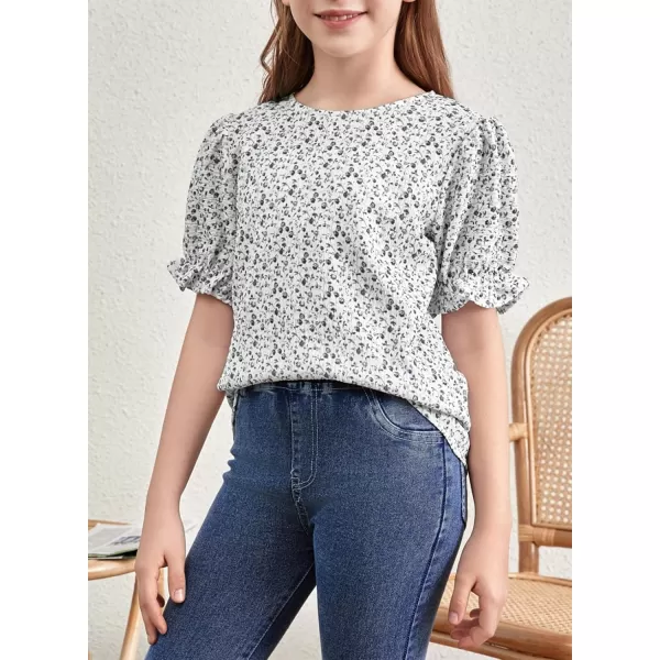 blibean Tween Girls 2024 Boho Floral Puff Sleeve Shirt Size 6-15 Years