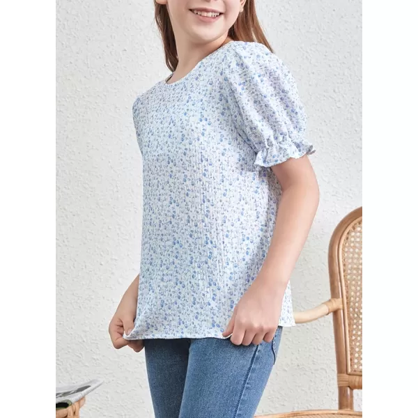 blibean Tween Girls 2024 Boho Floral Puff Sleeve Shirt Size 6-15 Years