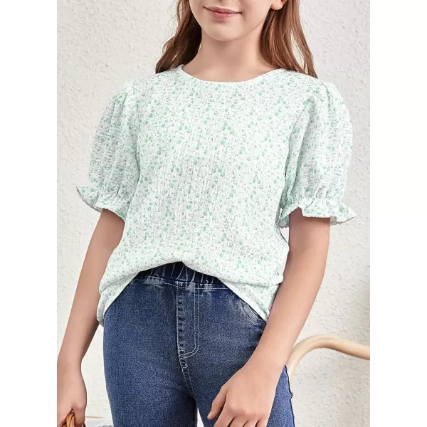 blibean Tween Girls 2024 Boho Floral Puff Sleeve Shirt Size 6-15 Years