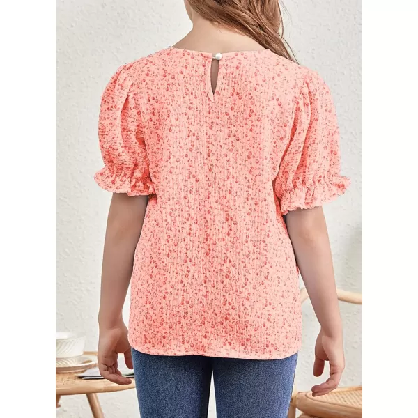 blibean Tween Girls 2024 Boho Floral Puff Sleeve Shirt Size 6-15 Years