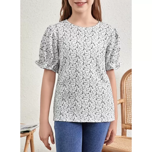 blibean Tween Girls 2024 Boho Floral Puff Sleeve Shirt Size 6-15 Years