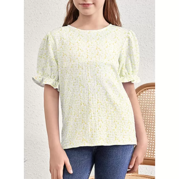 blibean Tween Girls 2024 Boho Floral Puff Sleeve Shirt Size 6-15 Years