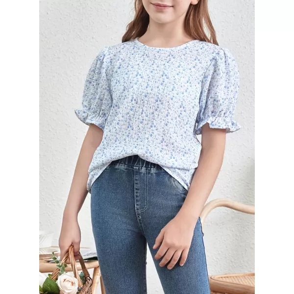 blibean Tween Girls 2024 Boho Floral Puff Sleeve Shirt Size 6-15 Years