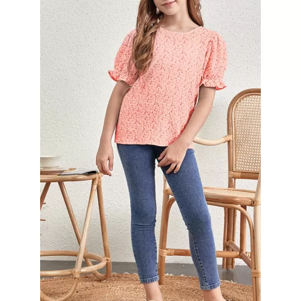 blibean Tween Girls 2024 Boho Floral Puff Sleeve Shirt Size 6-15 Years