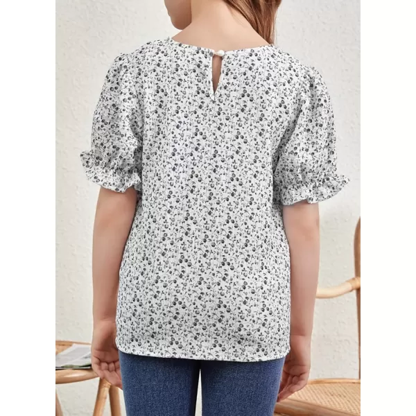 blibean Tween Girls 2024 Boho Floral Puff Sleeve Shirt Size 6-15 Years
