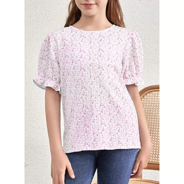 blibean Tween Girls 2024 Boho Floral Puff Sleeve Shirt Size 6-15 Years