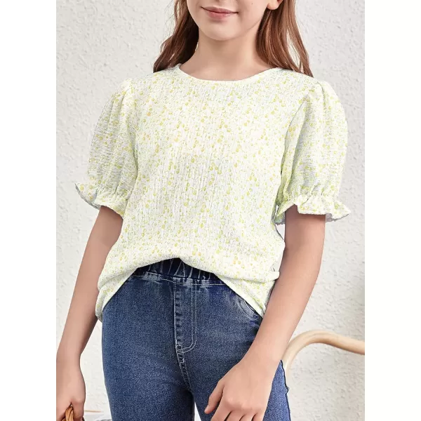 blibean Tween Girls 2024 Boho Floral Puff Sleeve Shirt Size 6-15 Years