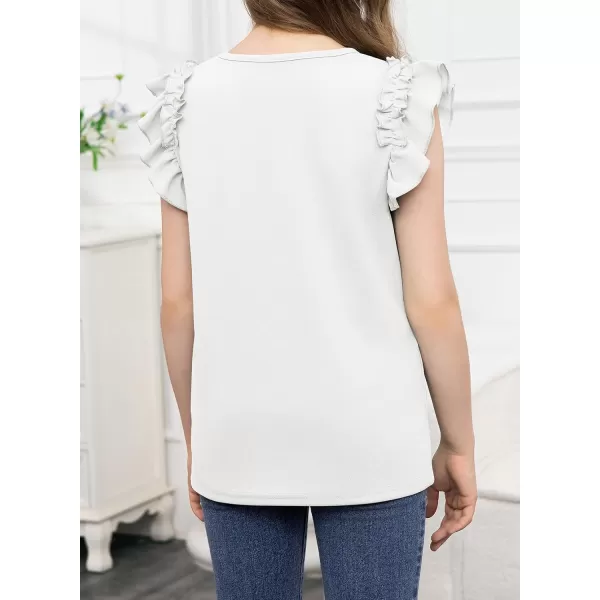 blibean Tween Girls 2024 Elegant Ruffle Short Sleeve Shirt Size 6-15 Years