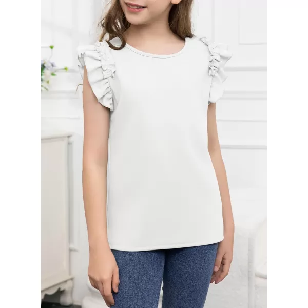 blibean Tween Girls 2024 Elegant Ruffle Short Sleeve Shirt Size 6-15 Years