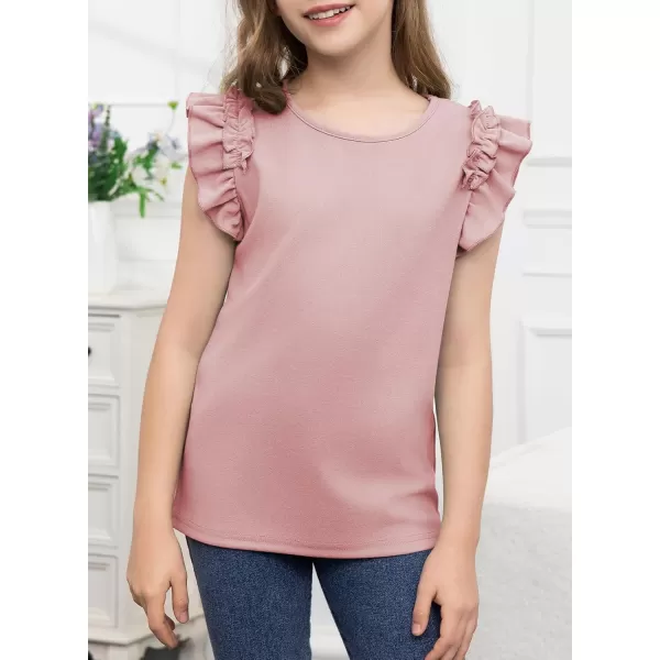 blibean Tween Girls 2024 Elegant Ruffle Short Sleeve Shirt Size 6-15 Years