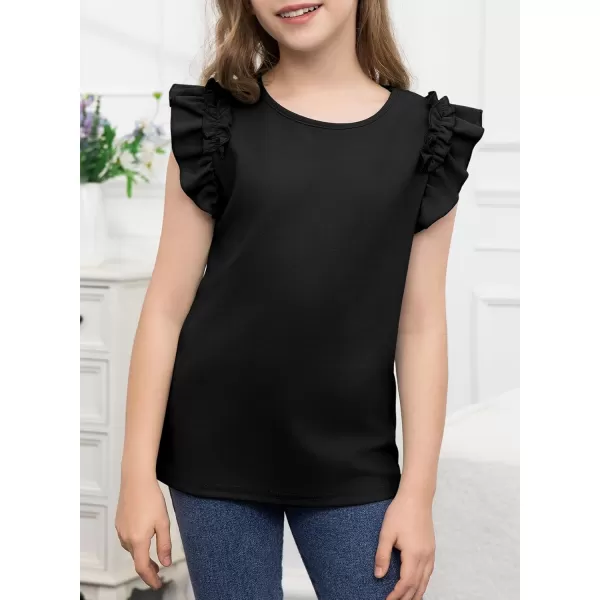 blibean Tween Girls 2024 Elegant Ruffle Short Sleeve Shirt Size 6-15 Years