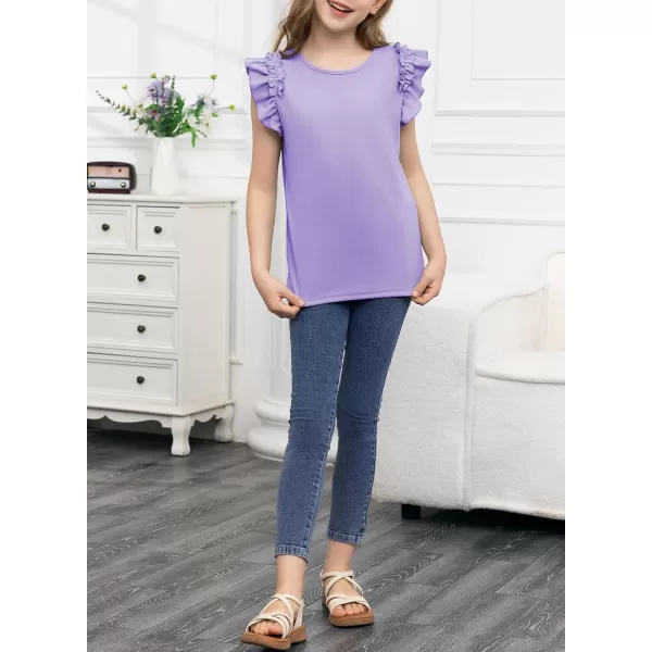 blibean Tween Girls 2024 Elegant Ruffle Short Sleeve Shirt Size 6-15 Years