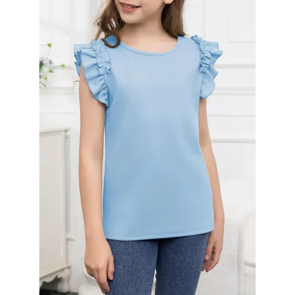 blibean Tween Girls 2024 Elegant Ruffle Short Sleeve Shirt Size 6-15 Years