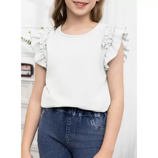 blibean Tween Girls 2024 Elegant Ruffle Short Sleeve Shirt Size 6-15 Years
