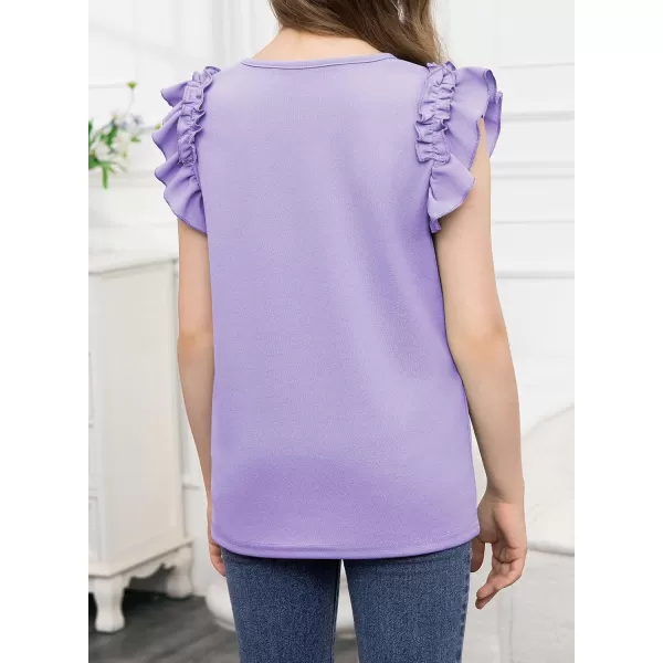 blibean Tween Girls 2024 Elegant Ruffle Short Sleeve Shirt Size 6-15 Years
