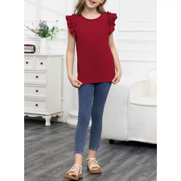 blibean Tween Girls 2024 Elegant Ruffle Short Sleeve Shirt Size 6-15 Years