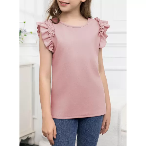 blibean Tween Girls 2024 Elegant Ruffle Short Sleeve Shirt Size 6-15 Years