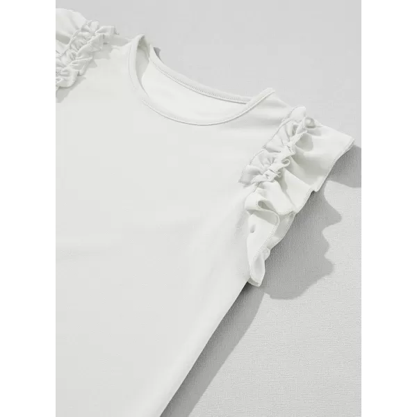 blibean Tween Girls 2024 Elegant Ruffle Short Sleeve Shirt Size 6-15 Years