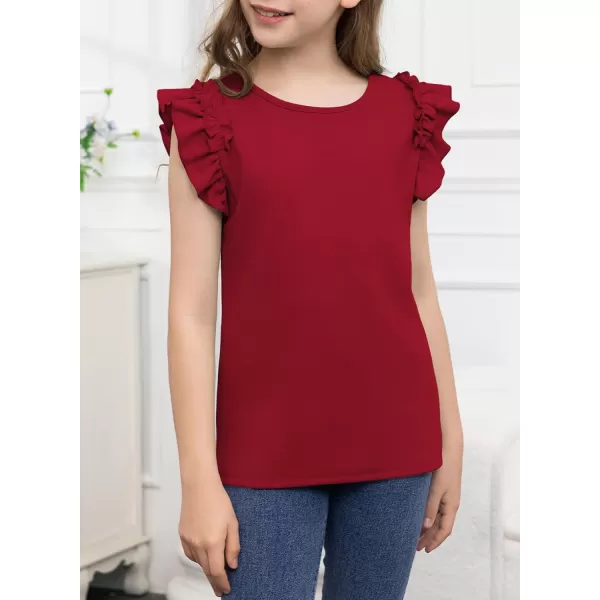 blibean Tween Girls 2024 Elegant Ruffle Short Sleeve Shirt Size 6-15 Years